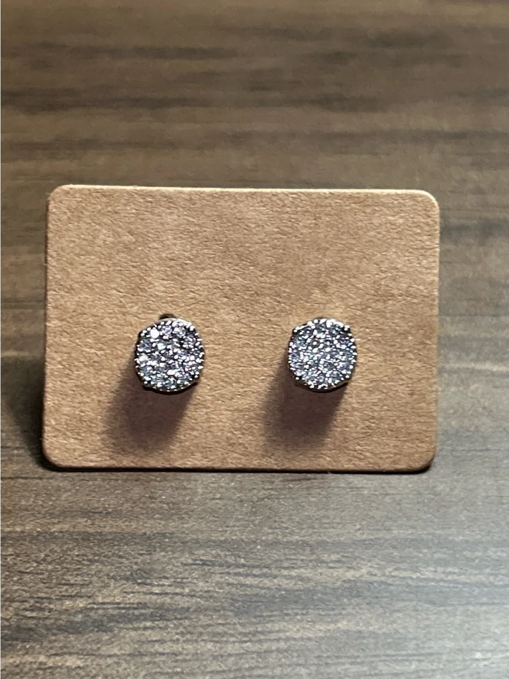 Silver Sparkle Druzy Round Stud Earrings